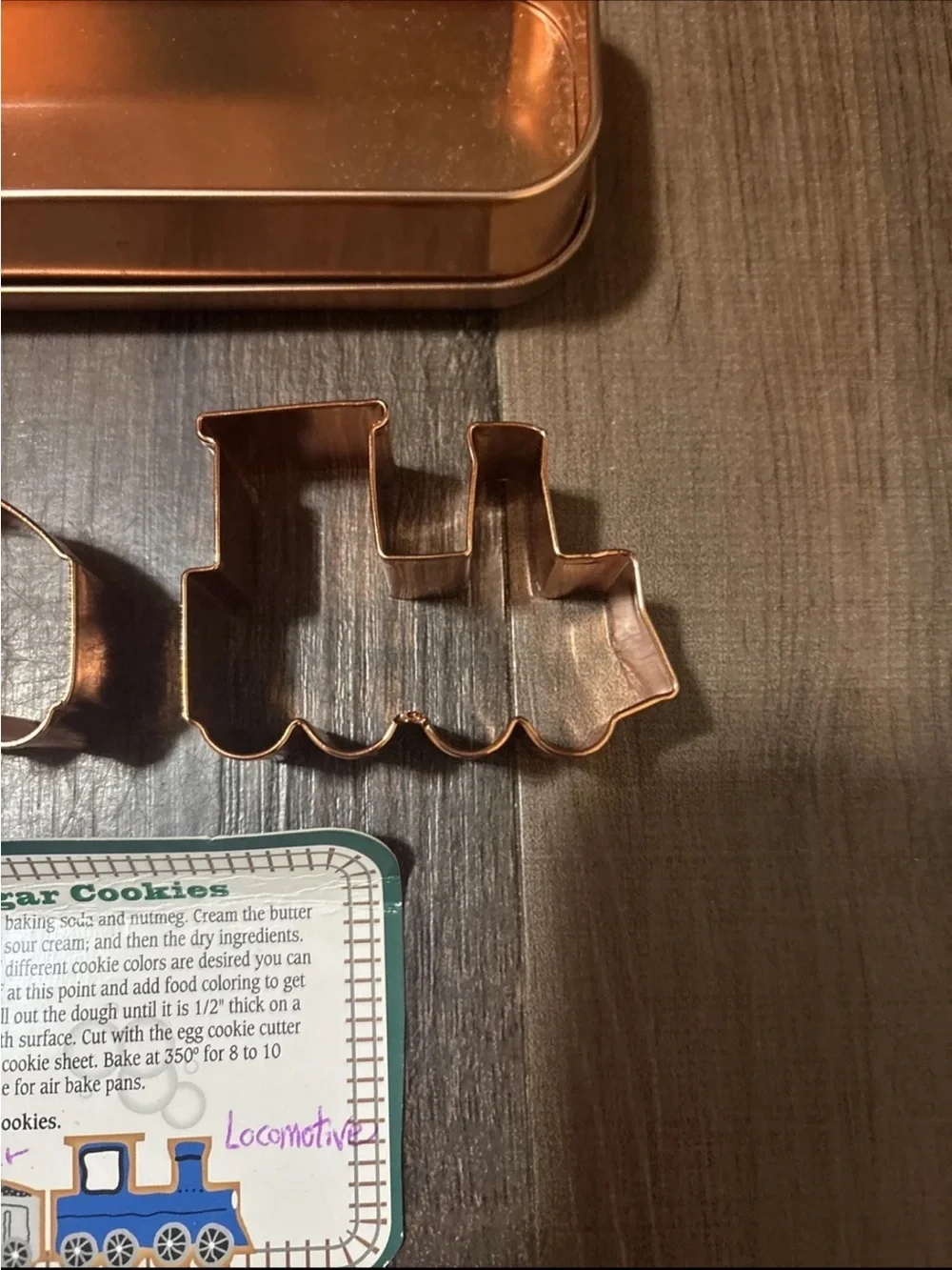 Copper Train Cookie Cutter Set with Tin